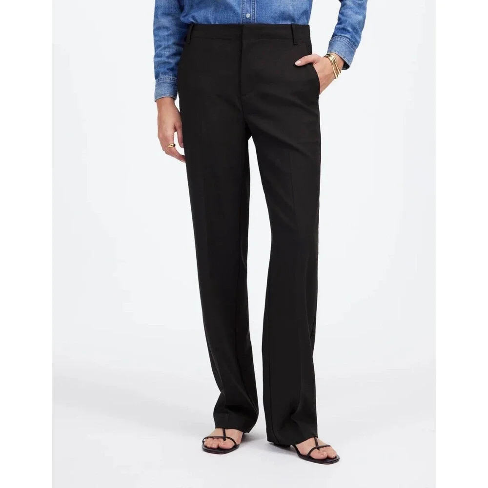 MADEWELL Slouchy Straight Pant 14 True Black Dress Career Work NWT B17